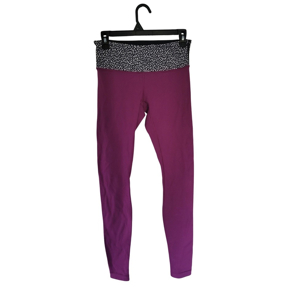 Lululemon Wunder Under Pant III RVS Leggings 6 Purple Black Print Waist #20